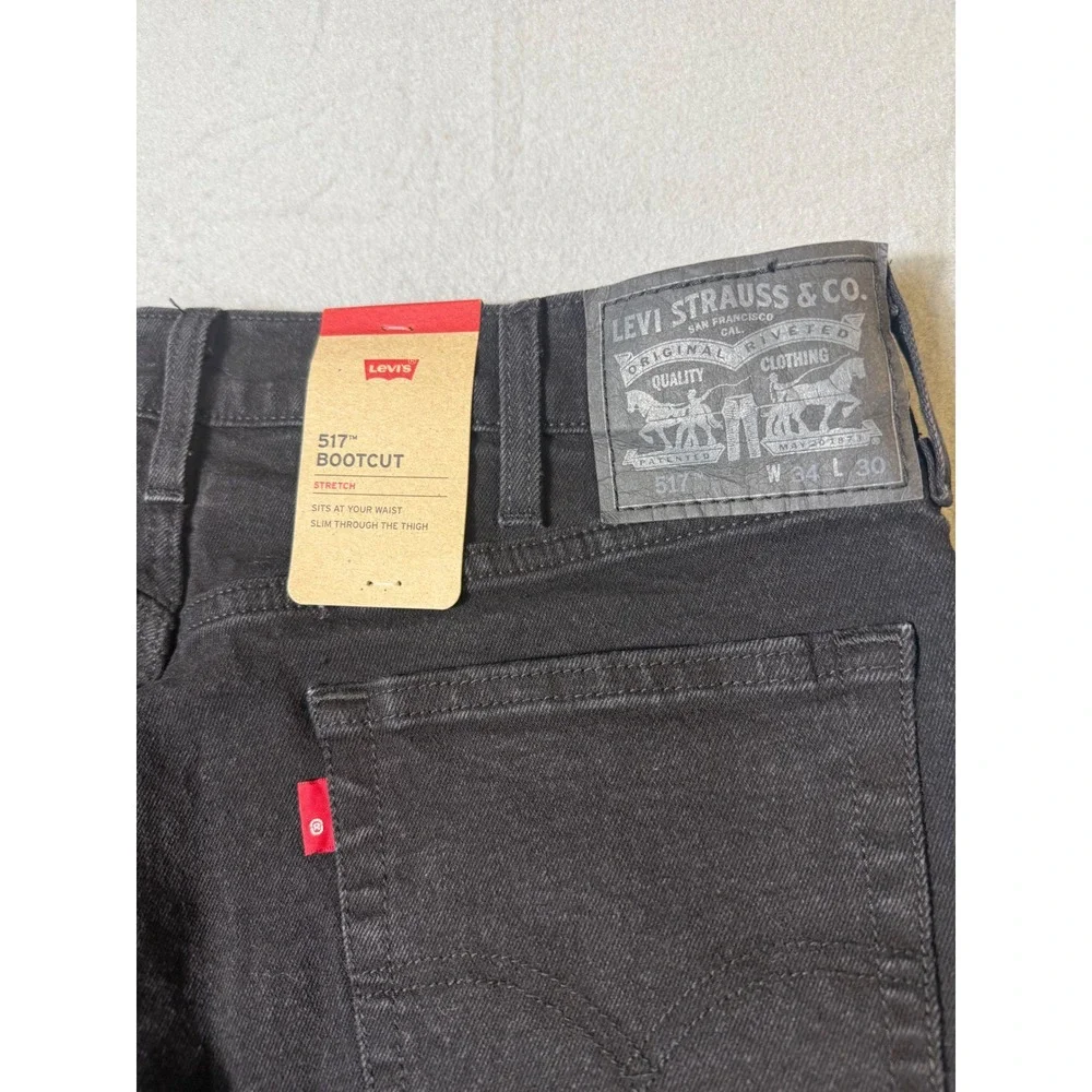 Levi's 517 Bootcut Men Jeans 34x30 Black NWT Slim Fit Denim 00517-3064